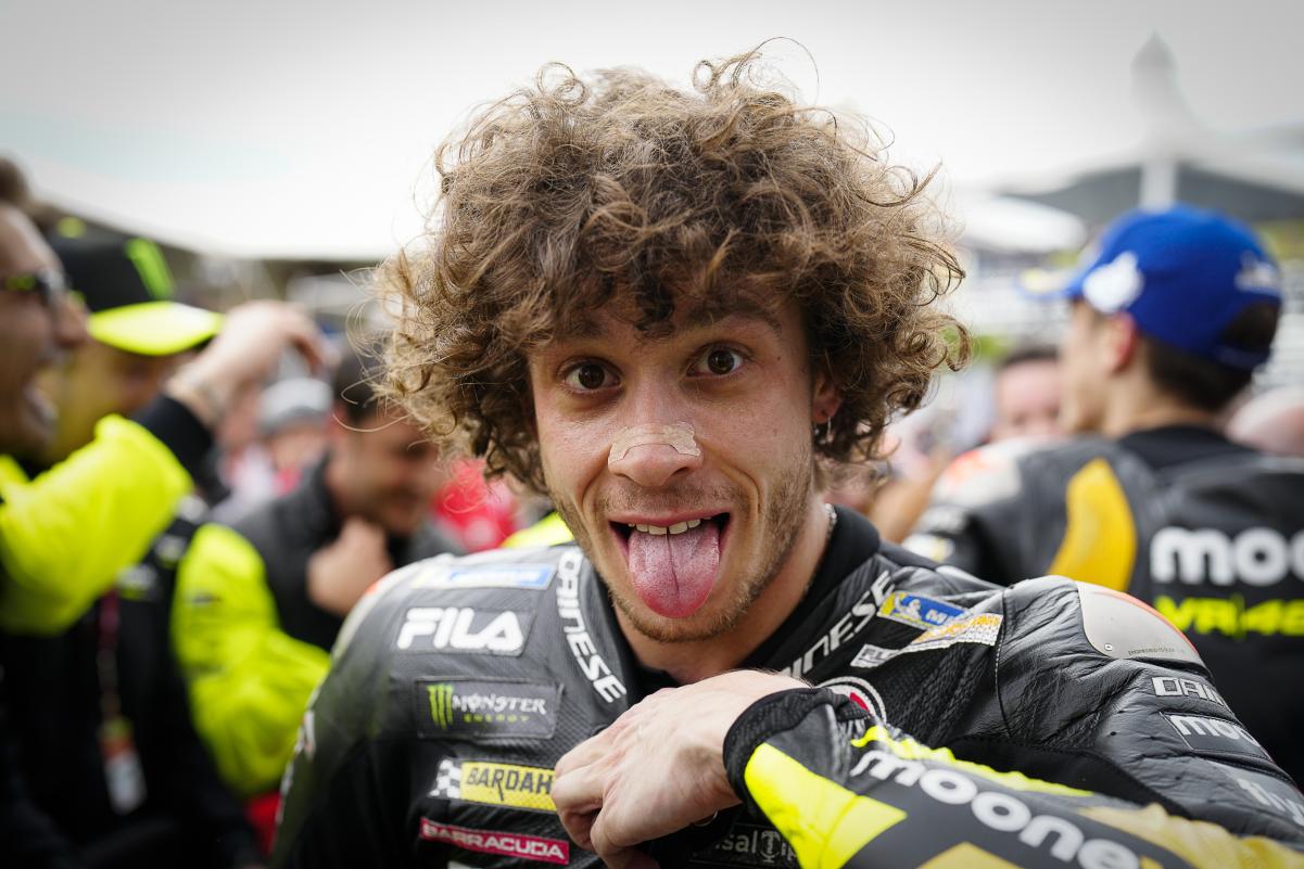 Marco Bezzecchi raih kemenangan perdananya di MotoGP pada feature race GP Argentina 2023 di Sirkuit Termas de Rio Hondo, Senin dinihari (3/4) WIB. - Image