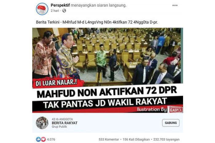 Hoaks yang mencatut nama Menko Polhukam Mahfud MD. - Image