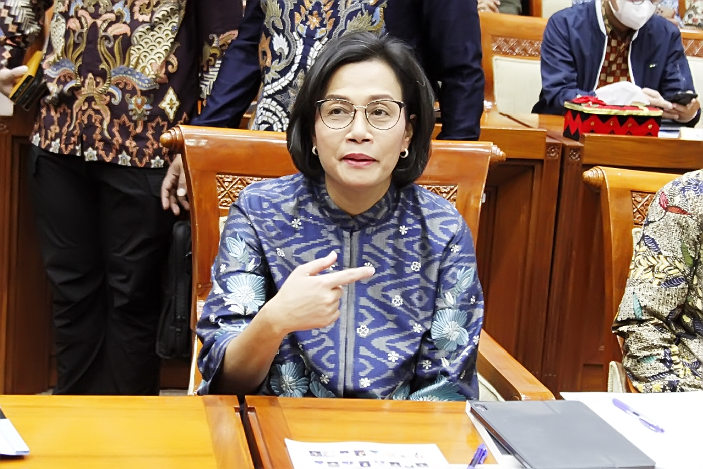 Menkeu Sri Mulyani saat raker dengan komisi III DPR RI. - Image