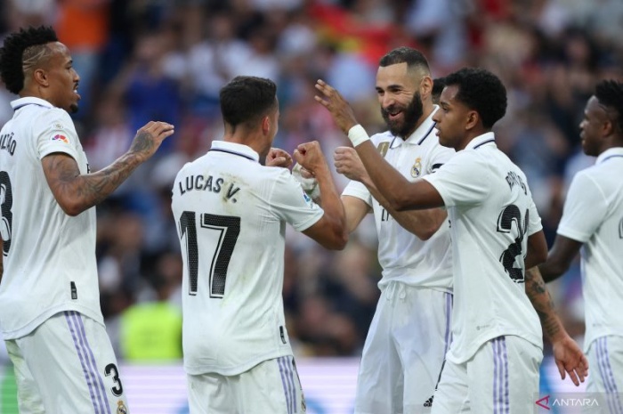 Real Madrid menang meyakinkan 4-2 atas Almeria dalam lanjutan La Liga di Santiago Bernabeu. - Image