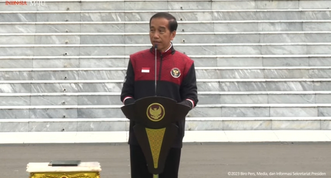 Presiden Joko Widodo (Jokowi) melepas keberangkatan 599 atlet beserta 230 pelatih dan ofisial, serta berbagai tim pendukung untuk berlaga di SEA Games ke-32 di Kamboja. - Image
