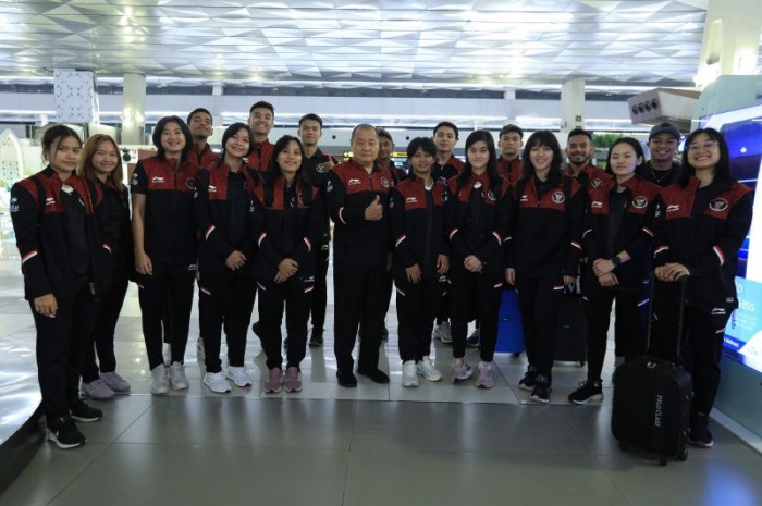 Kontingen bulu tangkis Indonesia bertolak ke Kamboja dalam persaingan di SEA Games 2023. - Image