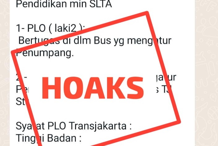 Beredar info lowongan kerja sebagai Petugas Layanan Operasi (PLO) PT Transportasi Jakarta (Transjakarta) di media sosial. - Image