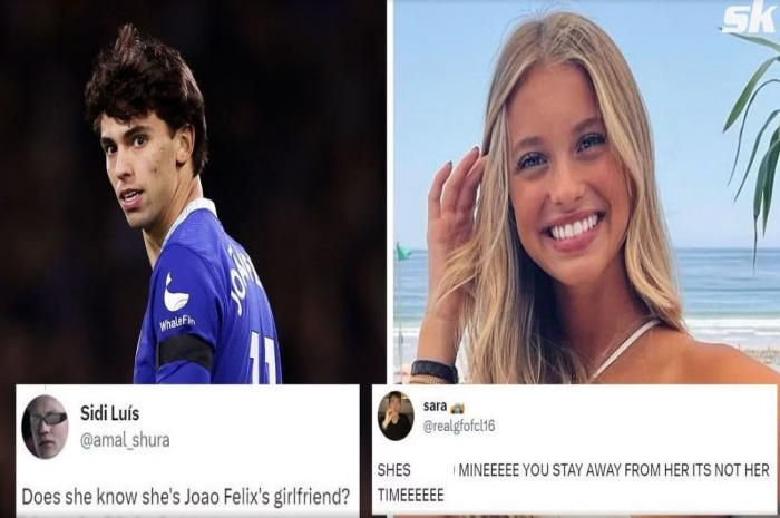 Joao Felix dengan pacarnya, Magui Corceiro, yang diduga selingkuh dengan pembalap F1 Lando Norris. - Image