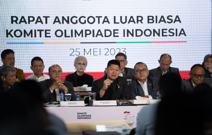Rapat Anggota Luar Biasa (RALB) NOC Indonesia dengan agenda verifikasi anggota kongres di kawasan Senayan, Kamis (25/5), sebagai persiapan kongres NOC Indonesia. - Image