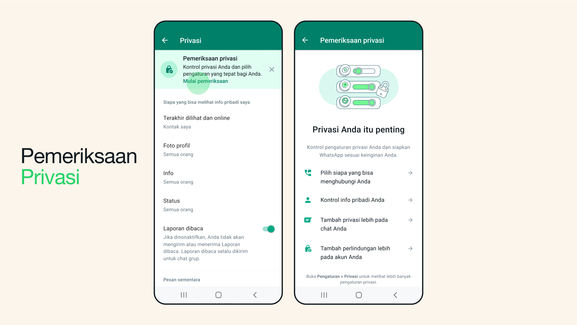 Ilustrasi: Fitur baru WhatsApp yakni pemeriksaan privasi. - Image
