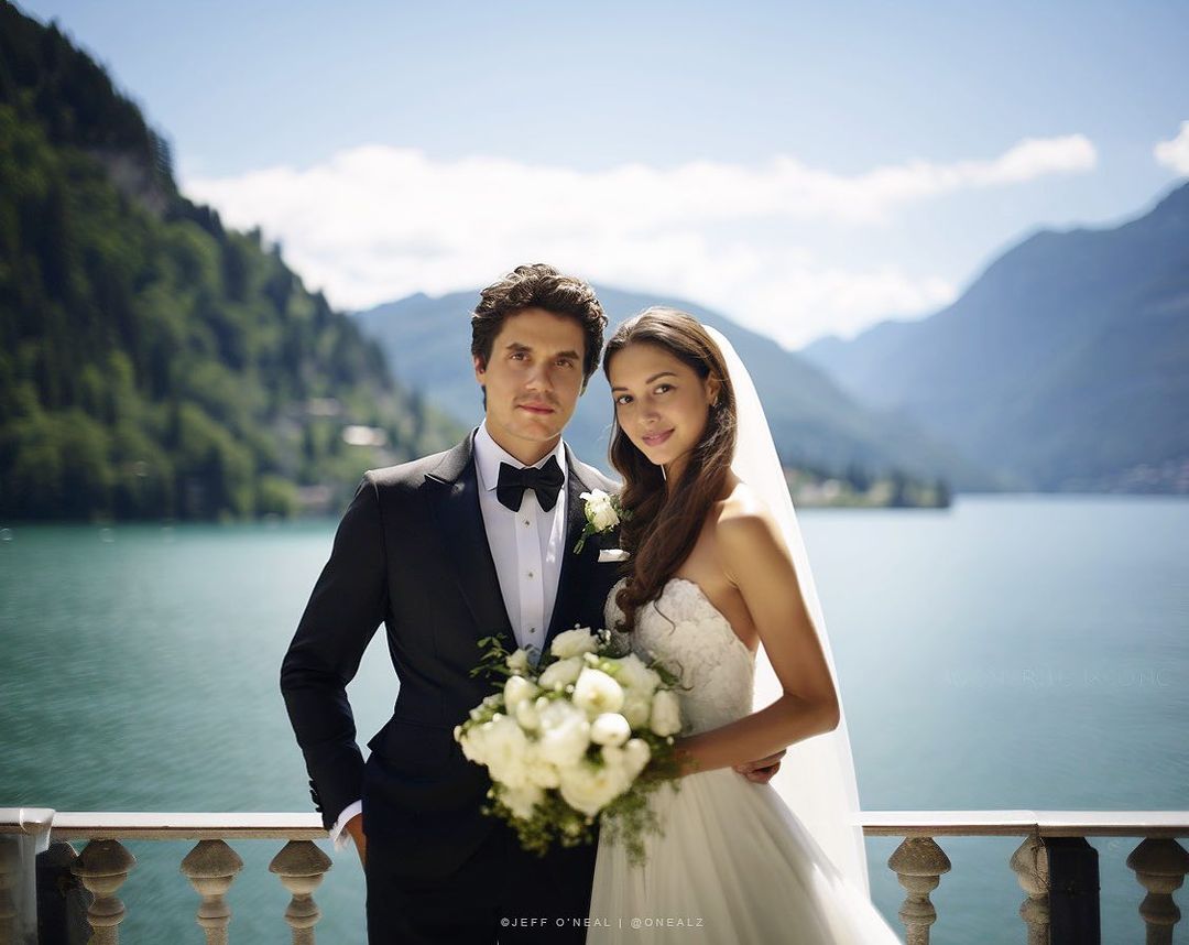 AI Generator membuat Aurelie Moeremans menikah dengan penyanyi John Mayer. (Instagram) - Image