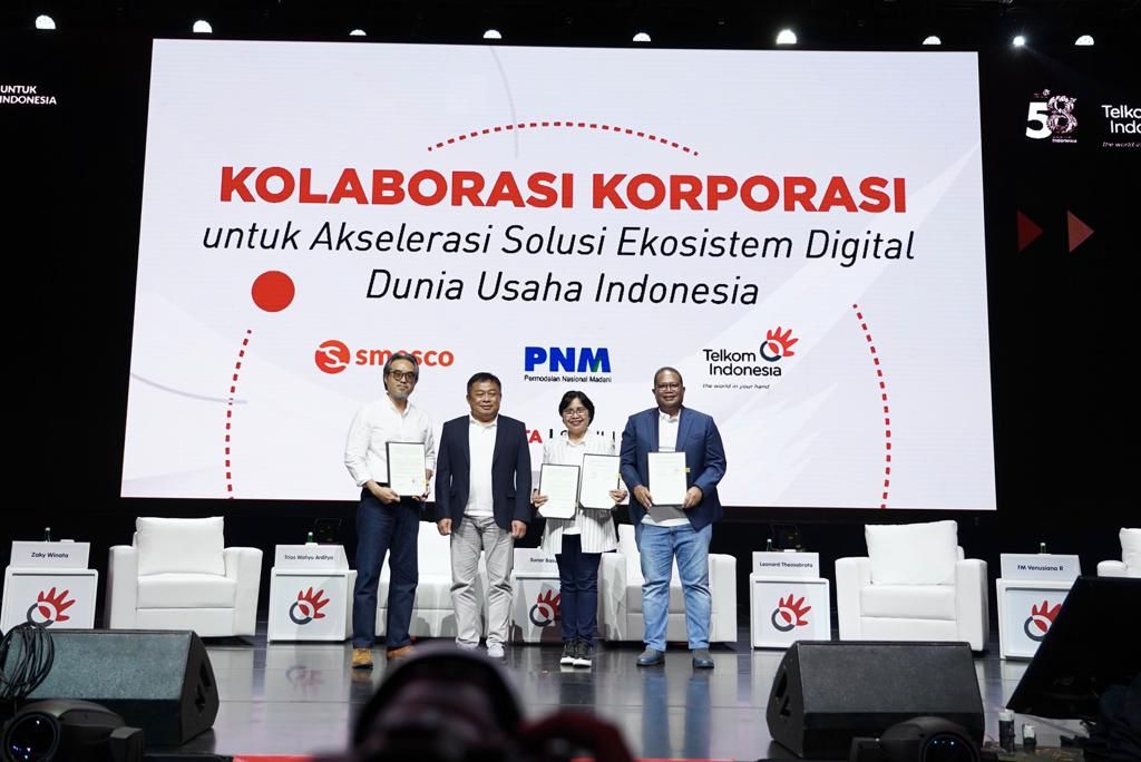 PNM bekerjasama dengan Telkom Indonesia untuk membantu digitalisasi pelaku UMKM. (Istimewa) - Image
