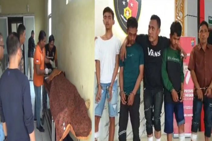 Empat pelaku begal yang dilumpuhkan Polrestabes Medan. - Image