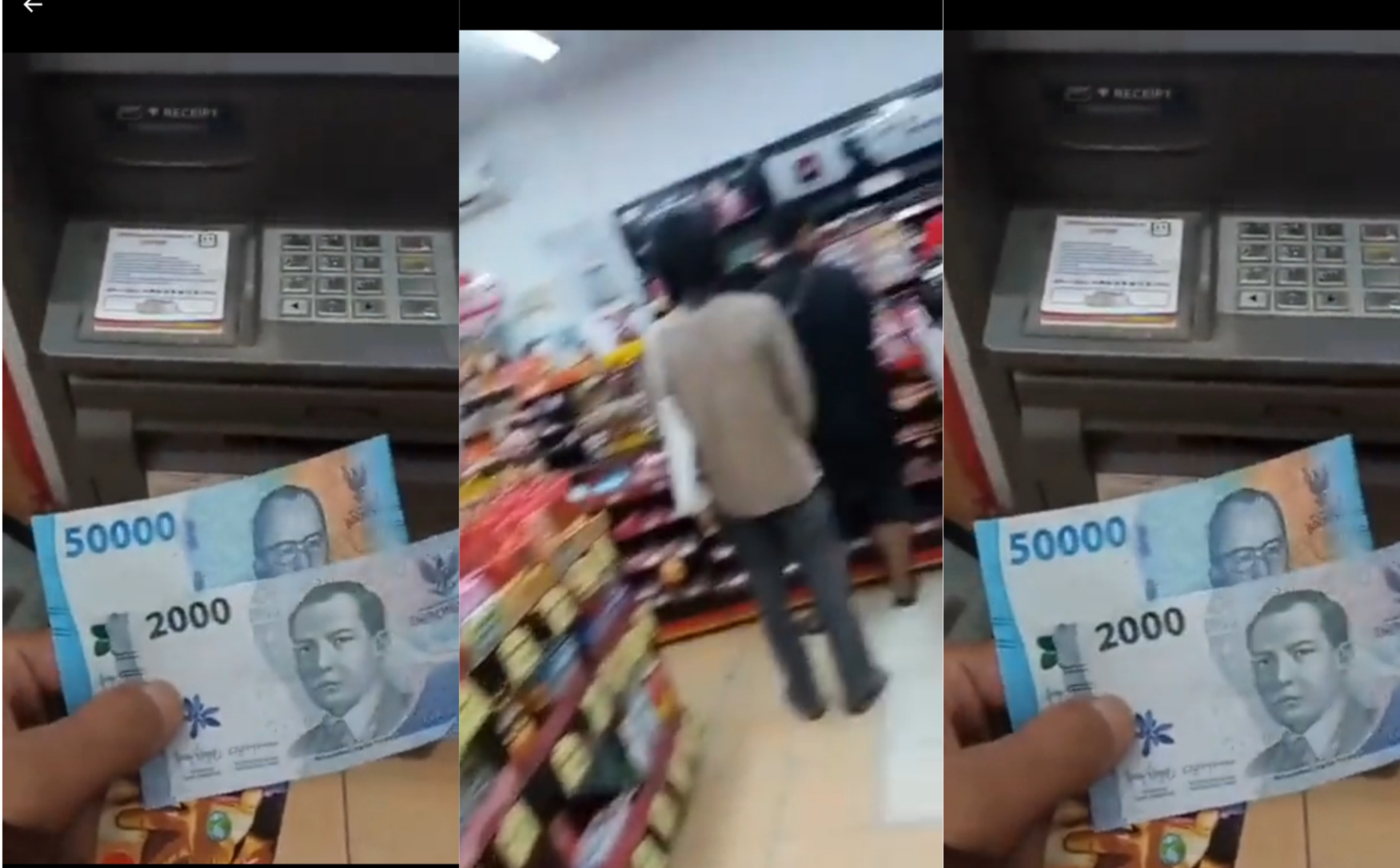 Viral seorang pria tarik uang Rp 100 ribu di ATM BRI, tapi yang keluar Rp 50 ribu dan Rp 2 ribu. - Image