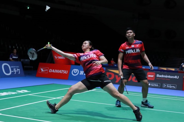Ganda campuran Indonesia Praveen Jordan/Melati Daeva Oktavianti kandas di babak awal Japan Open 2023. (Antara) - Image