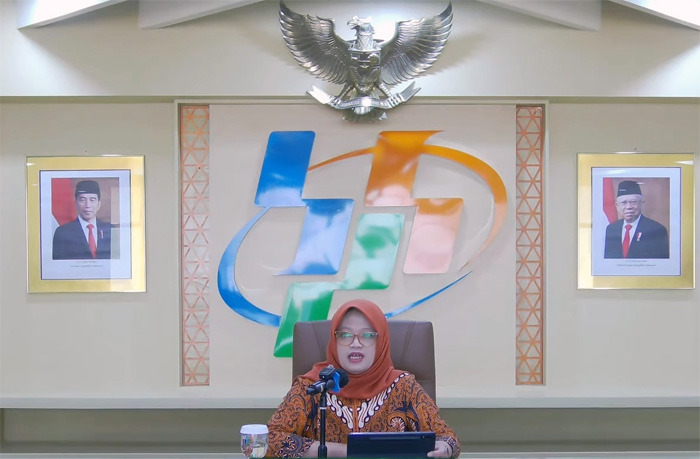 Deputi Bidang Statistik Distribusi dan Jasa BPS Pudji Ismartini dalam konferensi pers, Selasa (1/8). (Foto Nurul Fitriana/JawaPos.com) - Image