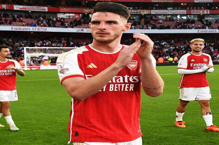 Declan Rice mencetak gol debut saat Arsenal menang 3-1 atas Machester United, Minggu (3/9) - Image