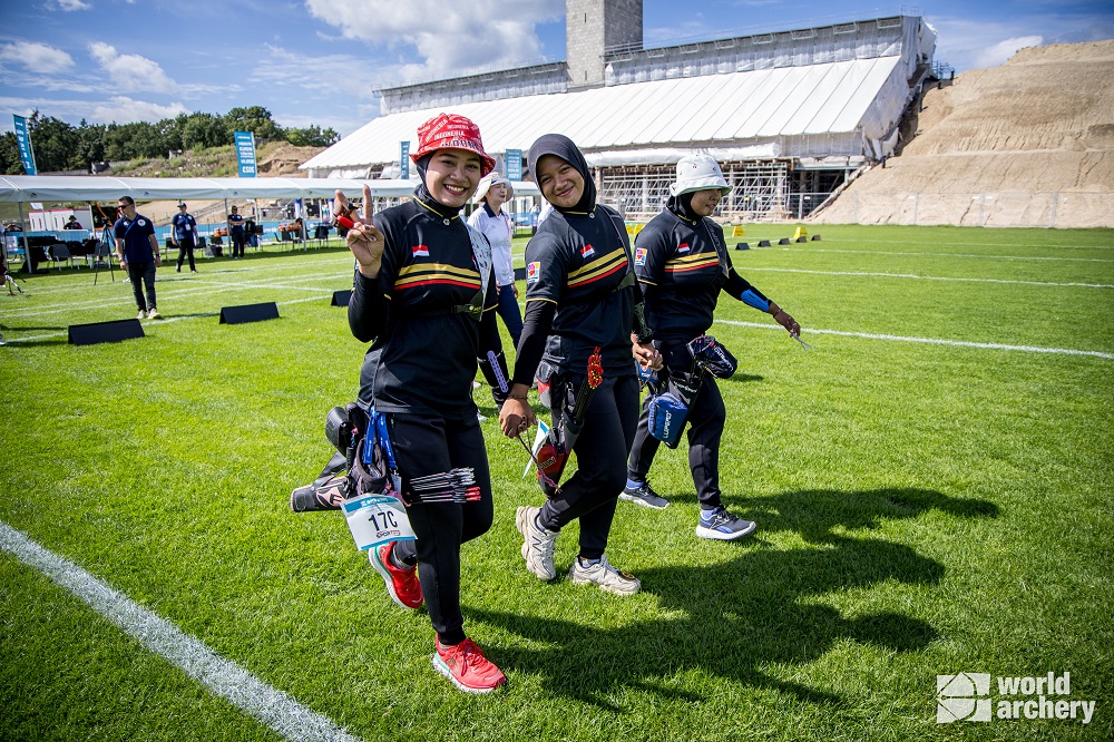 Tim panahan Indonesia tampil mengejutkan dengan mematahkan dominasi Korea Selatan pada ajang Hyundai World Archery Championships (WAC), yang berlangsung di Berlin, Jerman. - Image