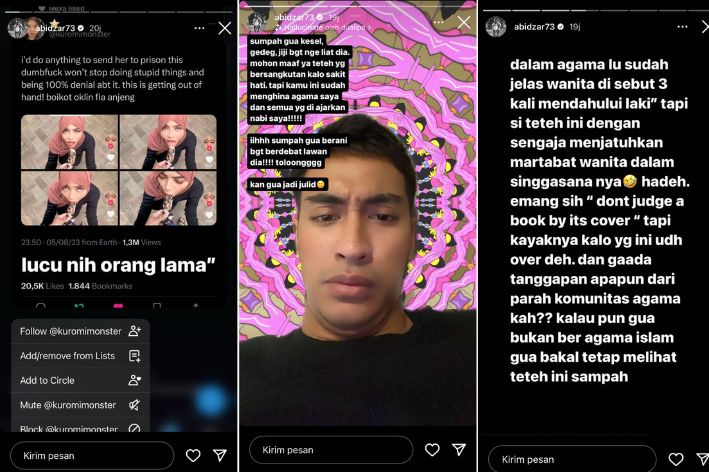 Abidzar, anak mendiang Ustad Uje sebut konten Oklin sebagai sampah dan menghina agama. - Image
