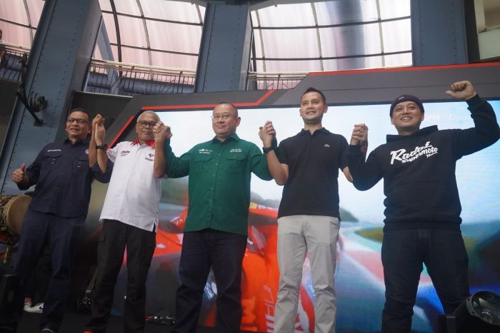 Acara Mandalika GP Hub di Cilandak Town Square, Jakarta, Sabtu (9/9). Penyelenggara pastikan penonton dapat menyaksikan keseruan GP Mandalika. - Image