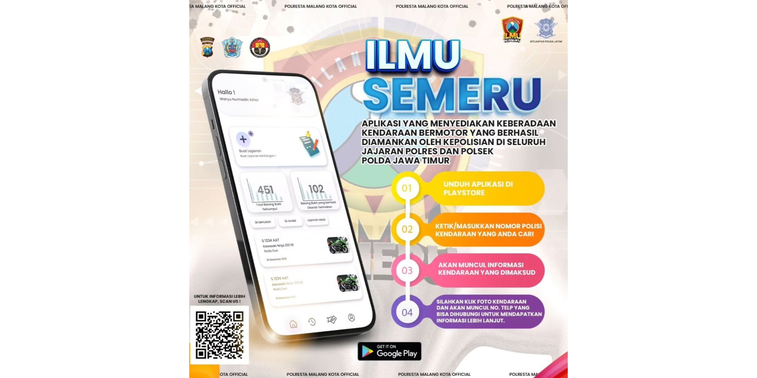 Tangkapan layar mengenai infografis aplikasi Ilmu Semeru Polda Jatim./Instagram/polrestamalangkotaofficial - Image