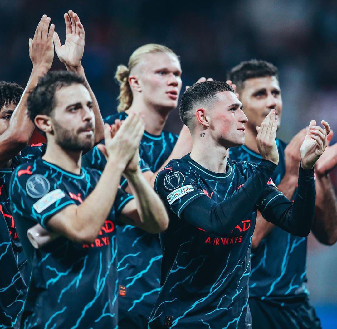 Pemain Manchester City saat laga melawan RB Leipzig di laga kedua UCL musim ini. - Image