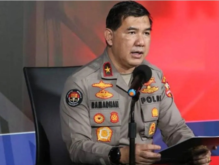 epala Biro Penerangan Masyarakat Divisi Humas Polri, Brigjen Pol. Ahmad Ramadhan memberikan keterangan terkait penangkapan pelaku penyebaran video asusial mirip Rebecca Klopper./HO-Bidhumas Polda Aceh - Image