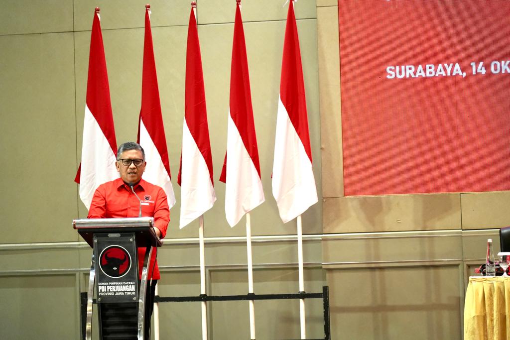 Hasto Kristiyanto membuka Rapat Koordinasi (Rakor) Pemenangan Pileg dan Pilpres Pemilu 2024 Caleg DPR RI dan Kepala Daerah Serta Wakil Kepala Daerah Se-Jawa Timur. (Credit: istimewa) - Image