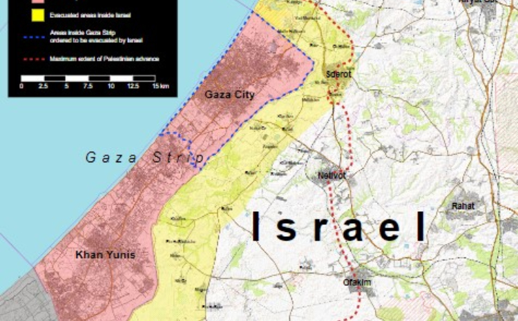 Peta peperangan Israel-Hamas tahun 2023. - Image