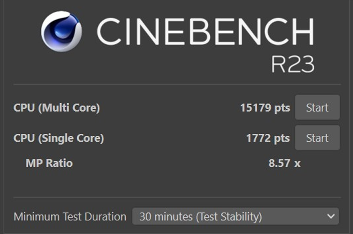 Hasil Cinebench R23 pada Lenovo Legion 5