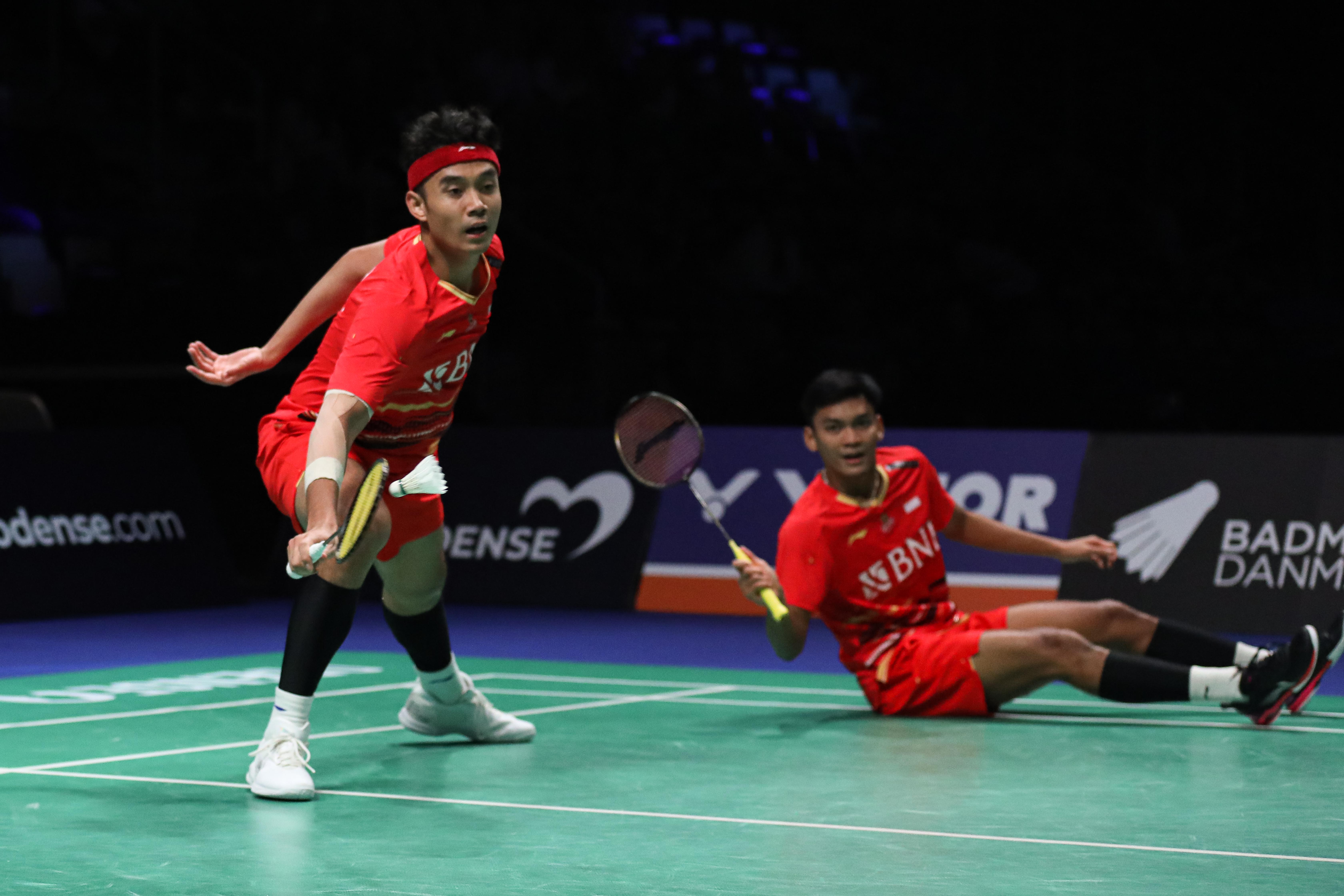 Bagas Maulana/M. Shohibul Fikri memenangi all Indonesian semifinal melawan Fajar Alfian/Rian Ardianto di Denmark Open tadi malam (21/10). - Image