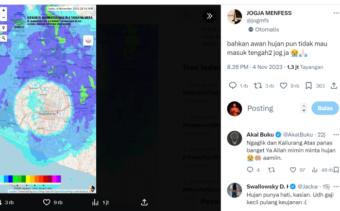 Postingan citra radar cuaca yang ramai diperbincangkan netizen. - Image