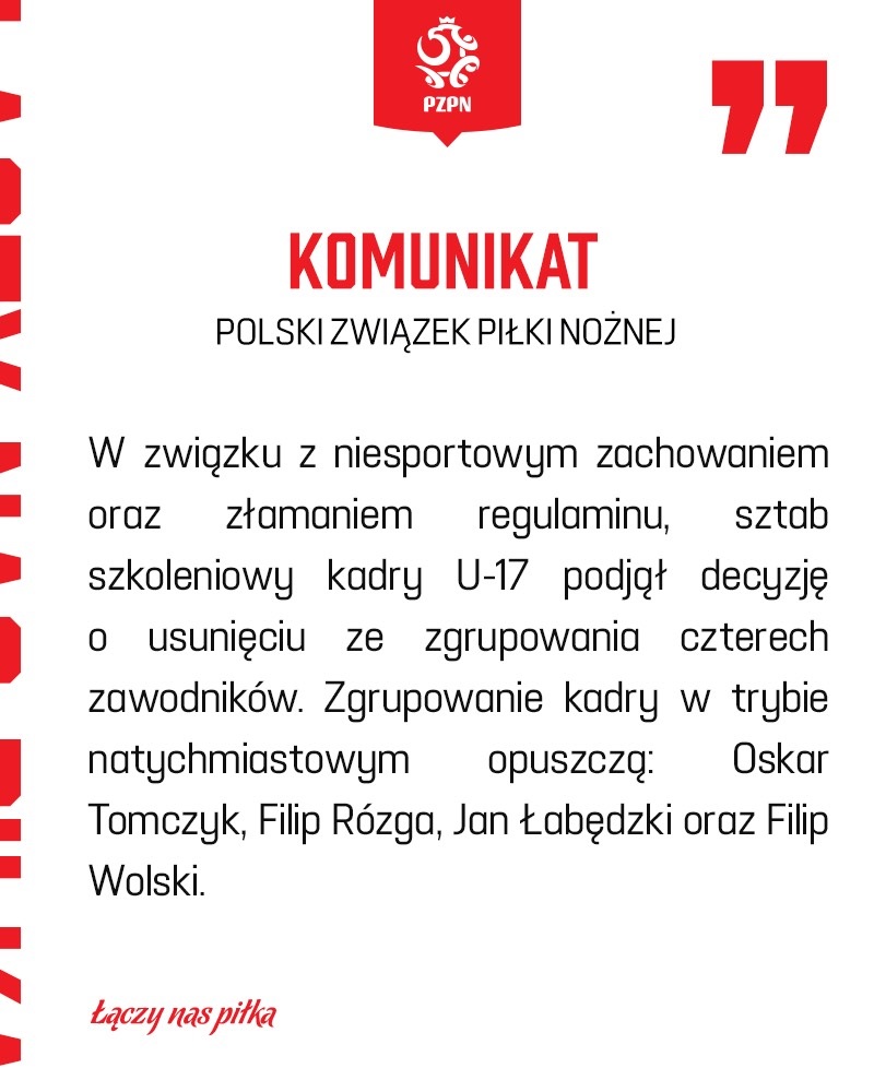 Pernyataan Resmi Asosiasi Sepak Bola Polandia (PZPN) di X pada Senin (6/11). - Image