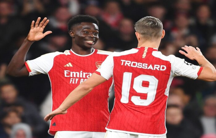 Gol kedua dari Bukayo Saka (kiri) berhasil menggandakan kedudukan melawan Sevilla dalam gelaran Liga Champions. (Instagram/@Arsenal) - Image