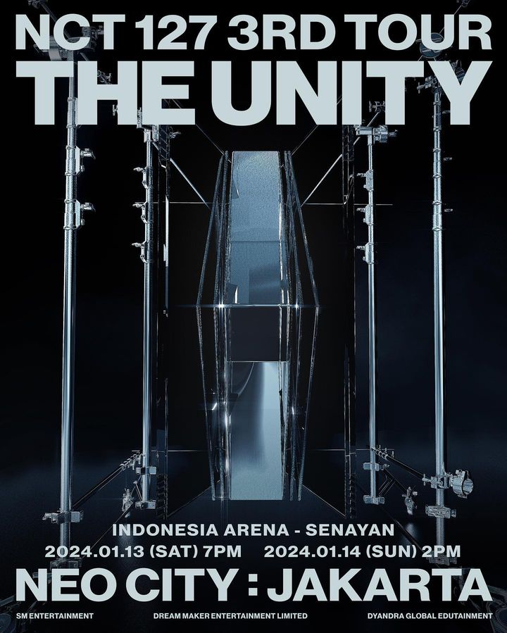 Poster konser NEO CITY : JAKARTA - THE UNITY pada 13-14 Januari 2024 di Indonesia Arena Senayan./Instagram/@dyandraglobal - Image
