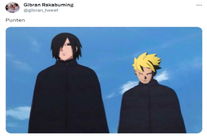 Gibran Rakabuming membagikan gambar Sasuke dan Boruto melalui platform X. - Image
