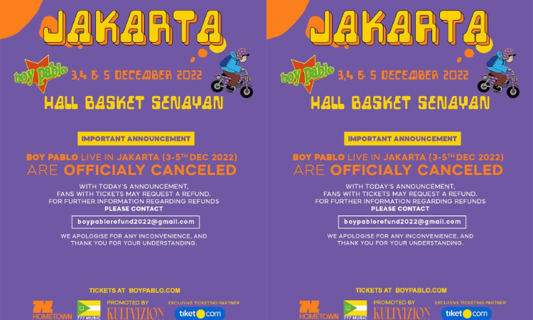 Terkait dibatalkannya konser Boy Pablo, refund belum juga dilakukan setelah satu tahun. - Image