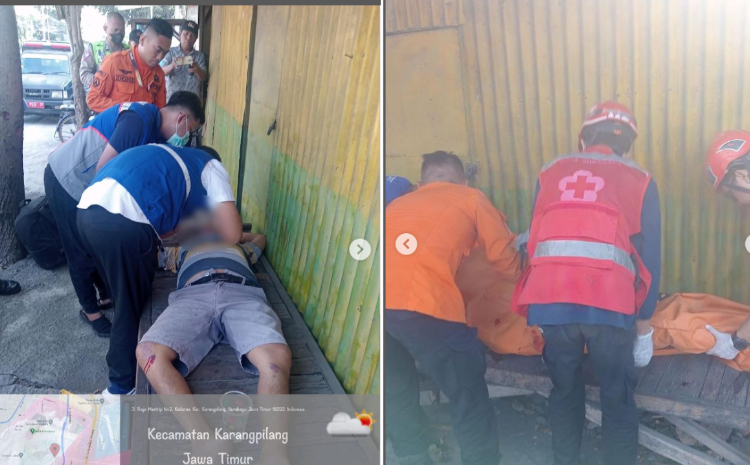 Petugas gabungan sedang mengevakuasi korban kecelakaan./Instagram Sehatsurabayaku - Image