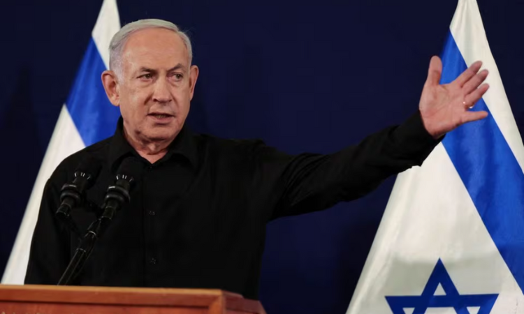 Perdana Menteri Israel Benjamin Netanyahu mengadakan konferensi pers./Reuters - Abir Sultan Pool - Image