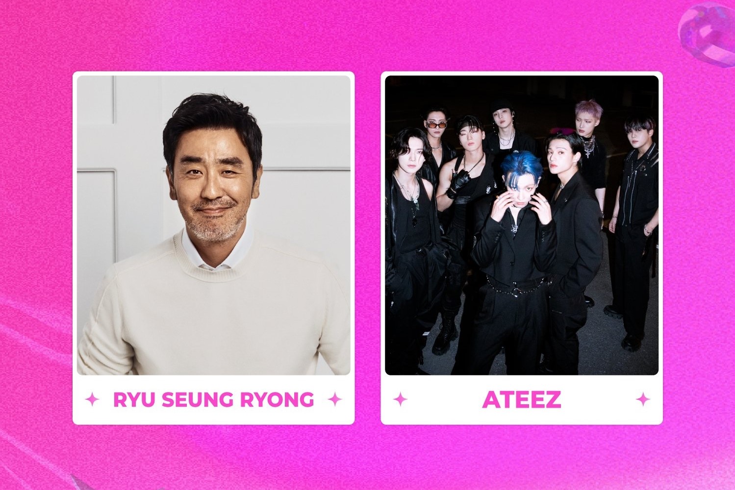 Grup K-pop ATEEZ dan Ryu Seung Ryong. Sumber foto: X.com / @MnetMAMA - Image
