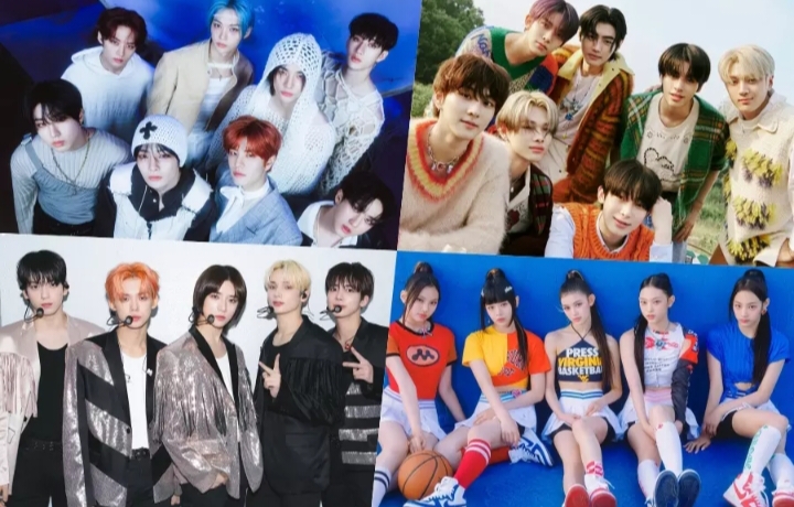 Stray Kids, ENHYPEN, TXT, NewJeans, SEVENTEEN, Aespa, NCT 127, Berhasil Raih Posisi Album Teratas di Billboard. Sumber foto: Soompi - Image