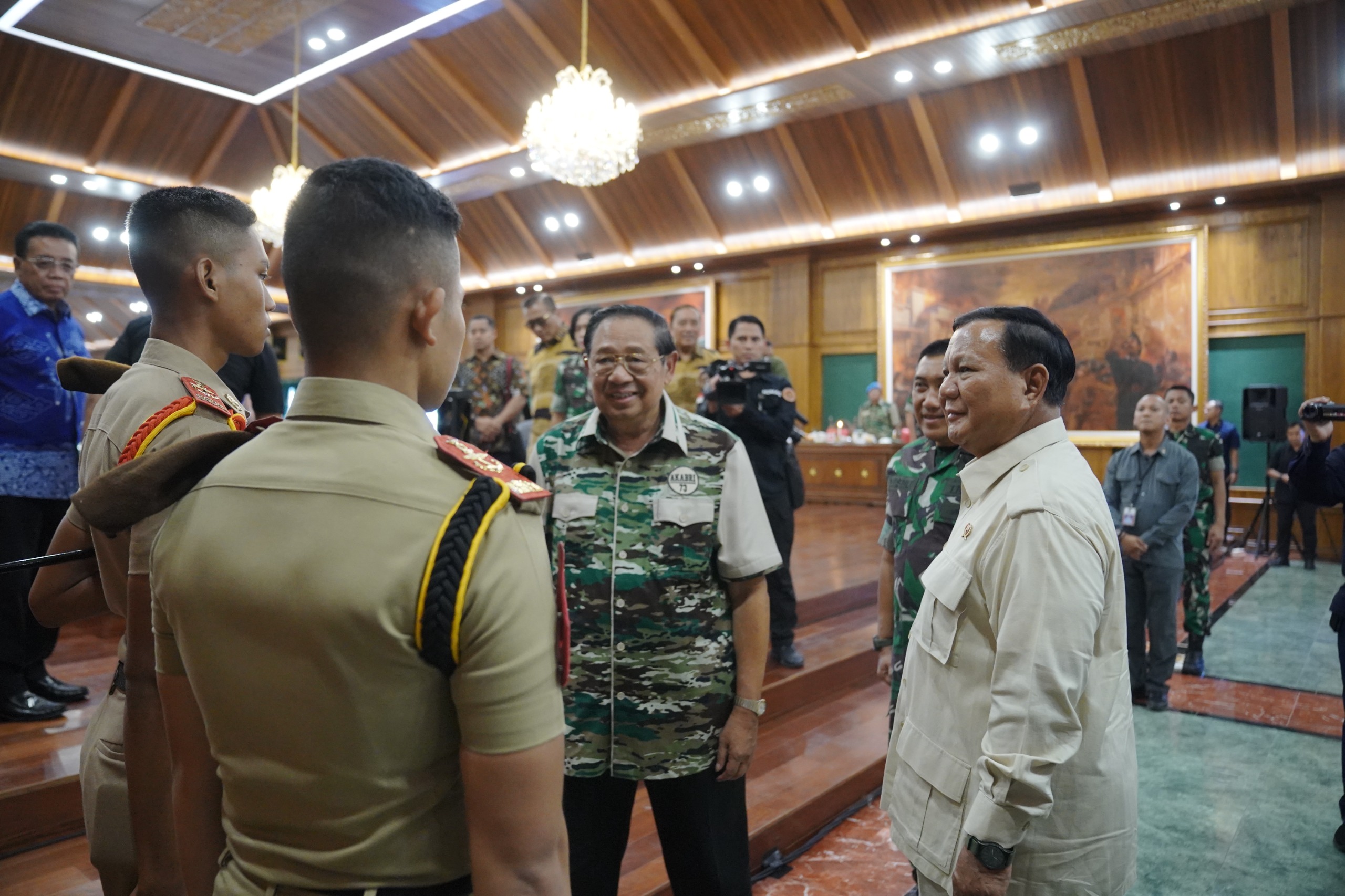 Menhan Prabowo Subianto di acara reuni emas Akabri tahun 1970-1973 pada Rabu (13/12) siang. (Istimewa) - Image