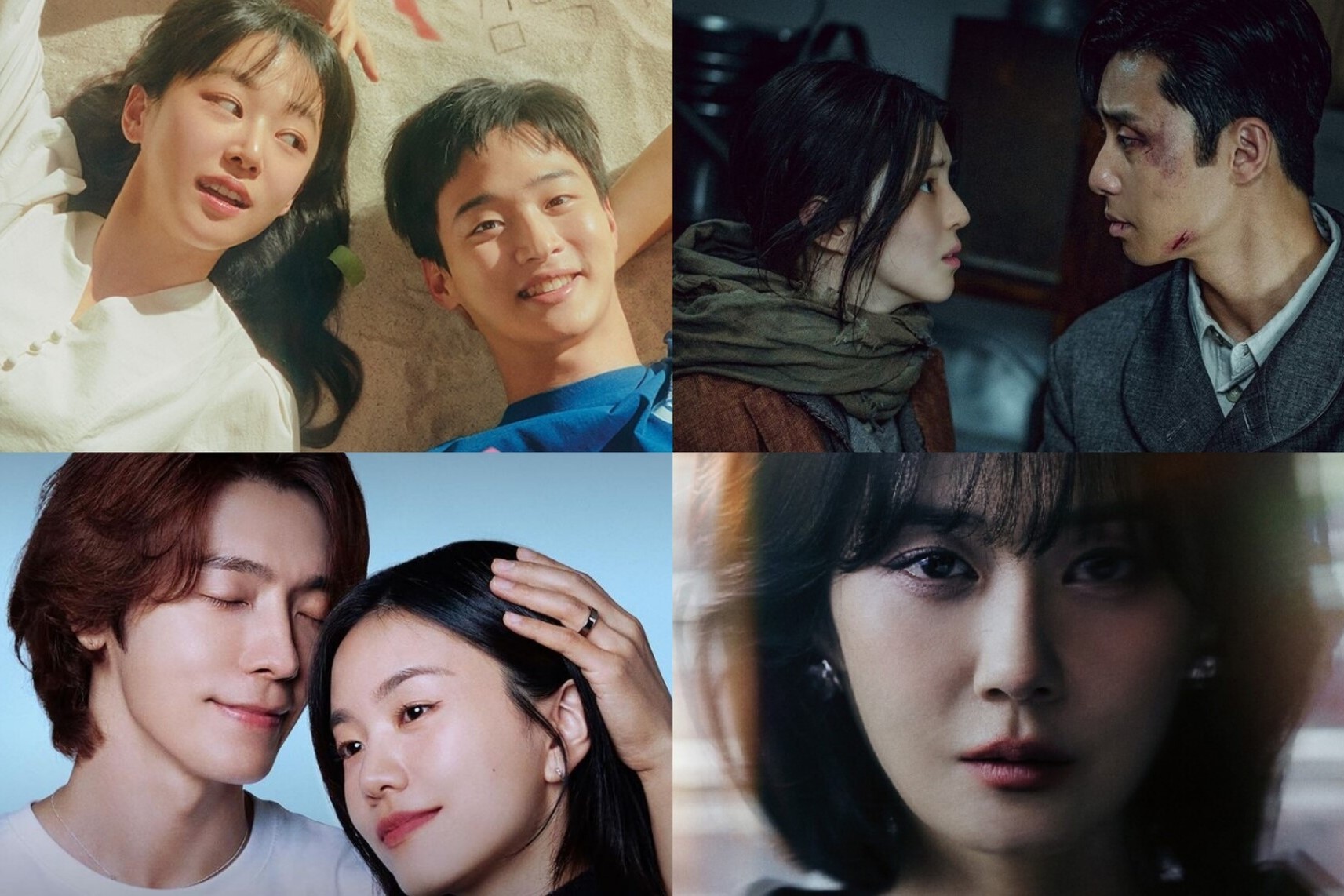 Drakor Like Flowers in Sand, Gyeongseong Creature, Between Him and Her, My Happy Ending. Sumber foto: Instagram / @viki @tvchosuninsta @netflixkr @channel.ena.d - Image