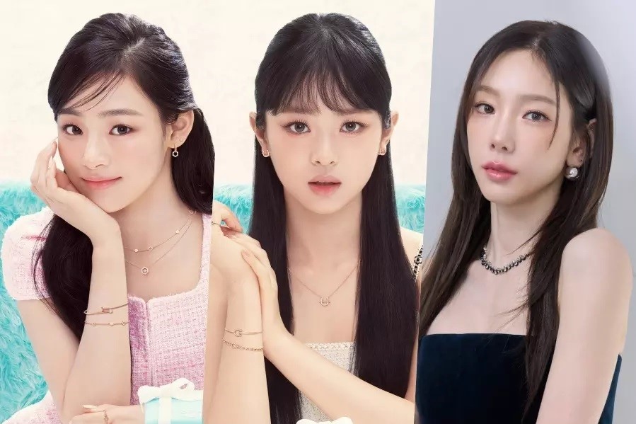 Penyanyi K-pop Minji dan Hanni NewJeans serta Taeyeon SNSD. Sumber foto: Soompi - Image