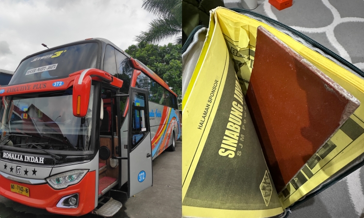 iPad warganet hilang di bus Rosalia Indah dan diganti dengan Yellow Pages dan keramik./ X/@Widino - Image