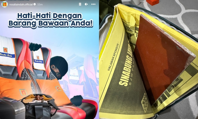 iPad warganet hilang di bus Rosalia Indah dan diganti dengan Yellow Pages dan keramik dan postingan Instagram stories Rosalia Indah yang sudah dihapus./ X/@Widino, X/@txtdaribrand - Image