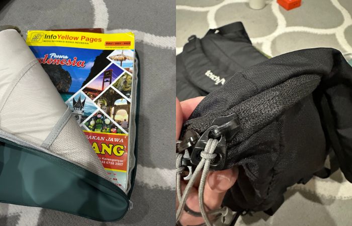 Kondisi tas yang isinya telah diganti dengan buku dan keramik / sumber: akun X @Widino - Image