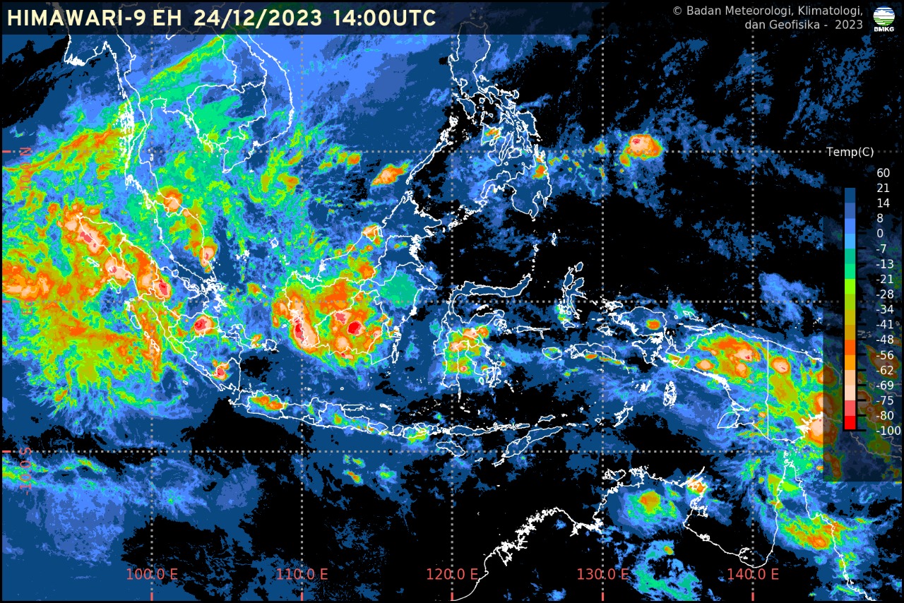 Citra Satelit Himawari wilayah Indonesia, Minggu (24/12). (BMKG) - Image
