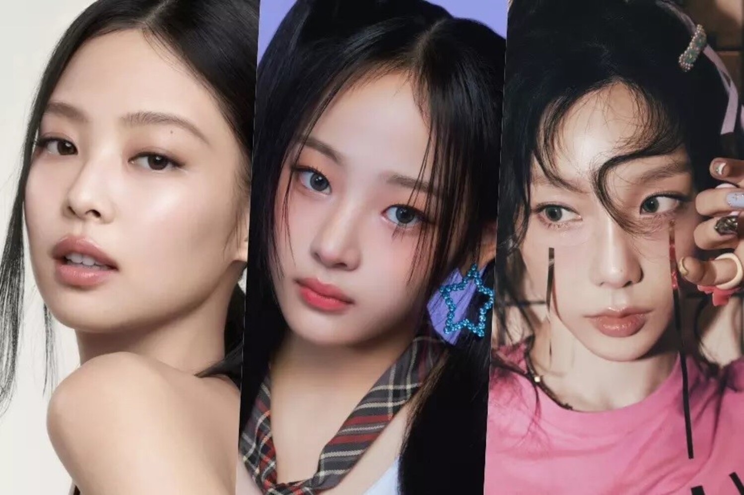 Penyanyi K-pop Jennie BLACKPINK, Minji NewJeans, dan Taeyeon SNSD. Sumber foto: Soompi - Image