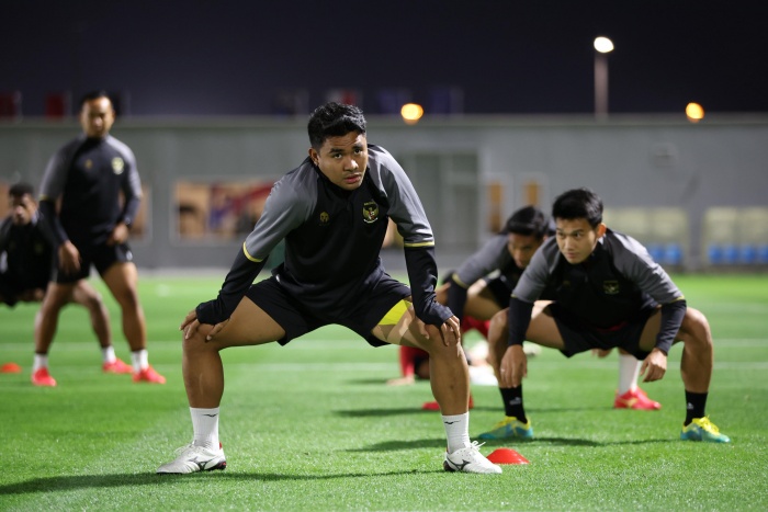 FOKUS: Pemain Timnas Indonesia mulai berlatih di Qatar untuk persiapan menjalani Piala Asia 2023. (PSSI) - Image