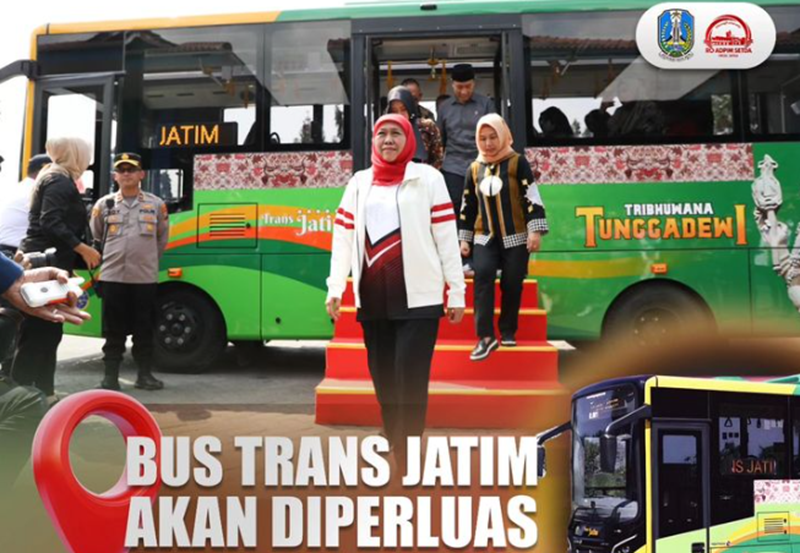 Bus Trans Jatim dengan rute baru (Sumber: Instagram Khofifah) - Image