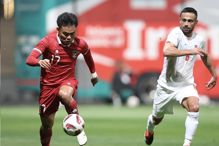 Potret Punggawa Timnas Indonesia, saat melakukan Pertandingan Uji Coba melawan Iran, Selasa (9/1) pukul 18:00 waktu Qatar (sumber Foto : official akun X Timnas Indonesia) - Image