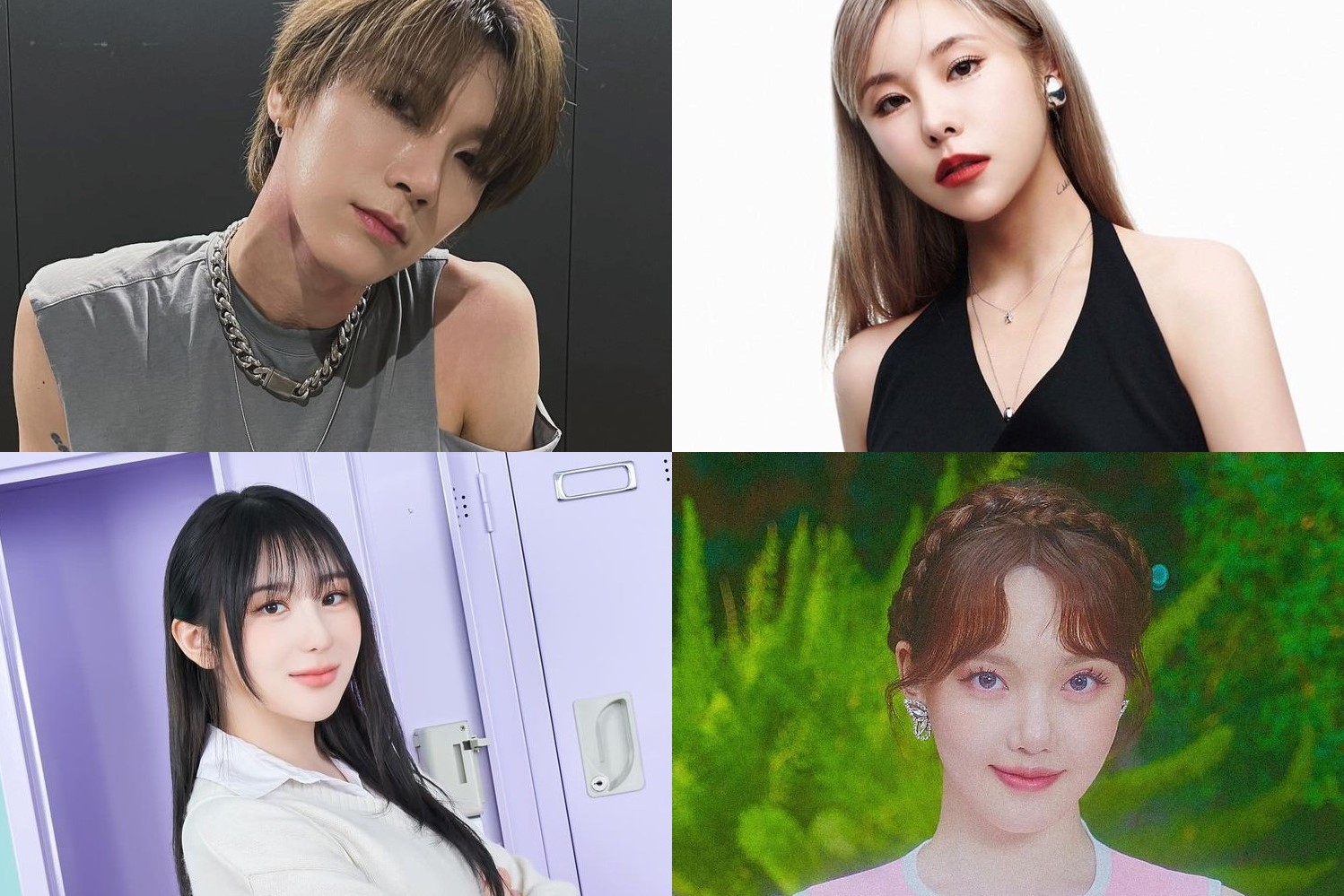 Penyanyi idola K-pop Ten NCT, Wheein MAMAMOO, Yerin Gfriend, Lee Chae Yeon. Sumber foto: Instagram / @tenlee_1001 @bill_ent_official @whee_inthemood @official.lcy - Image