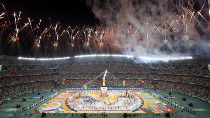 MERIAH: Kemeriahan pembukaan Piala Afrika 2023 yang berlangsung di Kota Abidjan di Stade Olympique Alassane Ouattara, Pantai Gading. (CAF) - Image